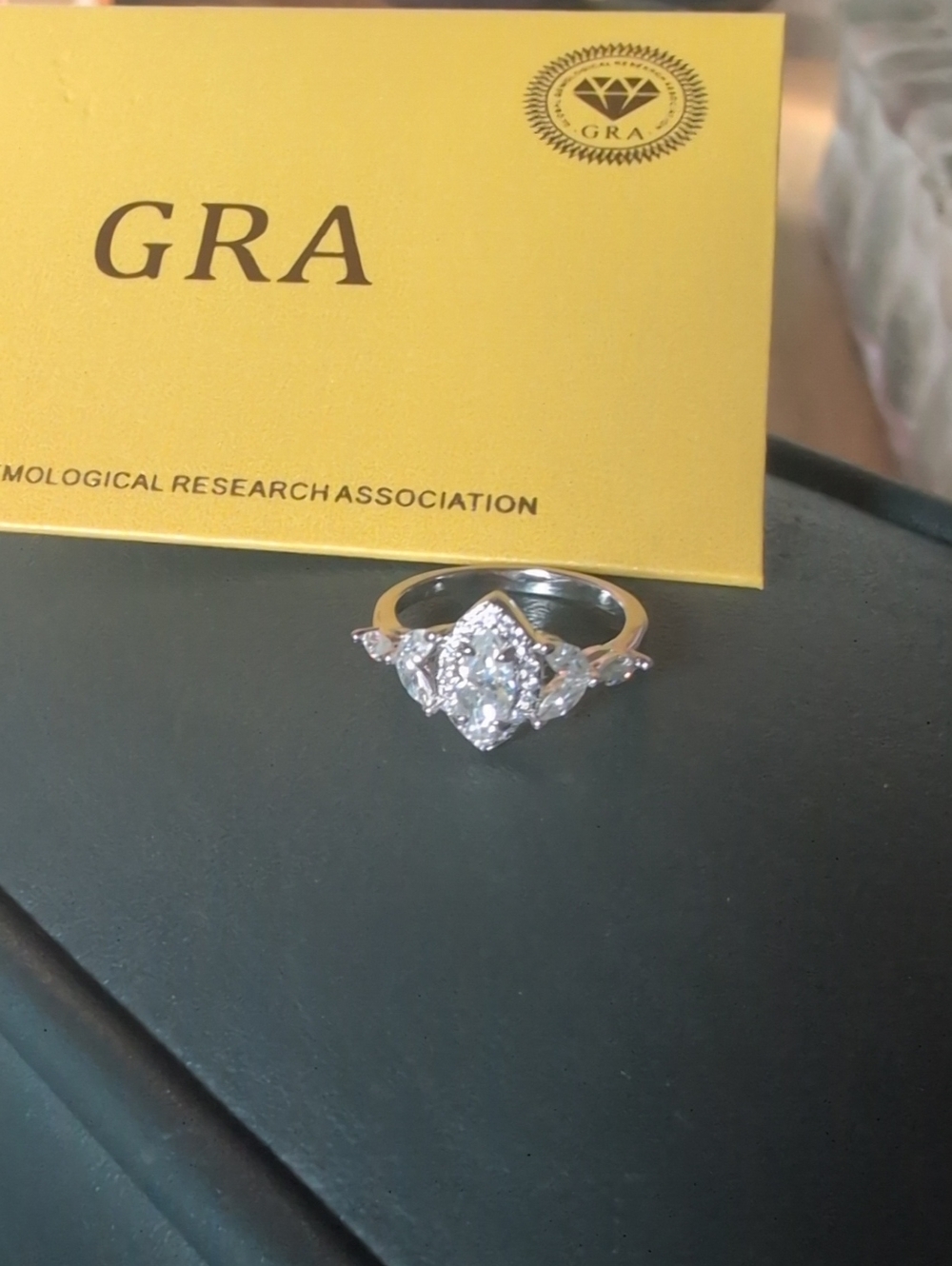 Moissanite White Gold Plated Ring. Size 6 NWT